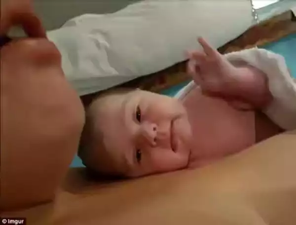This Photo Of A Newborn Baby Giving The 